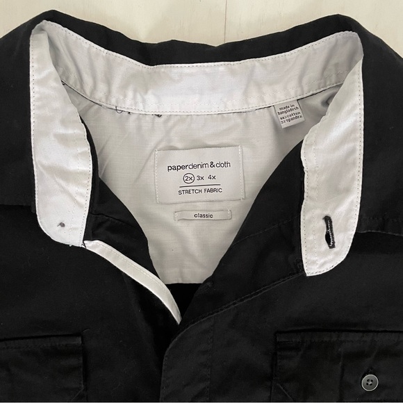PaperDenim & Cloth Classic Black Short Sleeve Button Up Collared Shirt, 2X - Picture 3 of 10